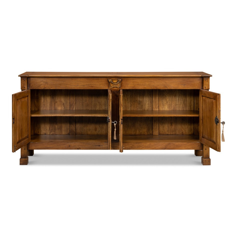 Traditional Walnut Credenza – Fruitwood Finish, Fluted Stile - additional view