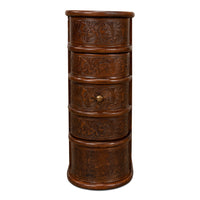Leather Book-Stack Side Table with Hidden Drawer and Brass Knob - additional view