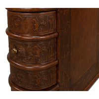 Leather Book-Stack Side Table with Hidden Drawer and Brass Knob - additional view