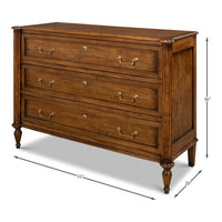 Traditional Walnut Chest of Drawers – Faux Keyhole Escutcheons - dimension drawing