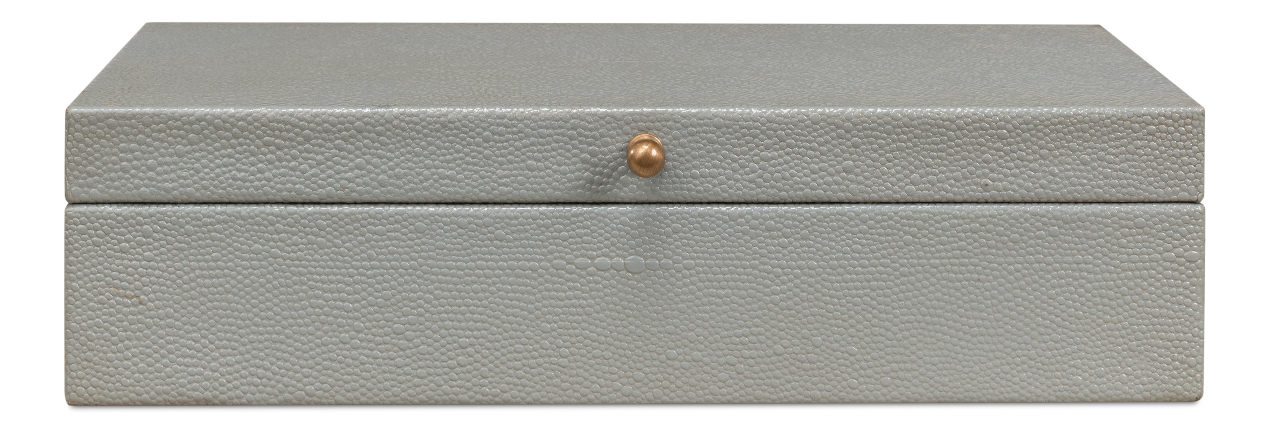 Shagreen Leather Box in Storm Gray, Set of 2