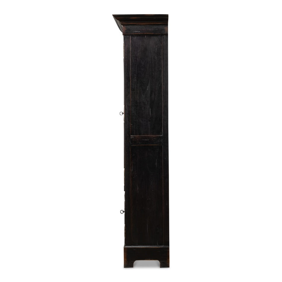 Traditional Tall Bookcase, 80" – Ebonized Walnut with Glass Display Doors - additional view