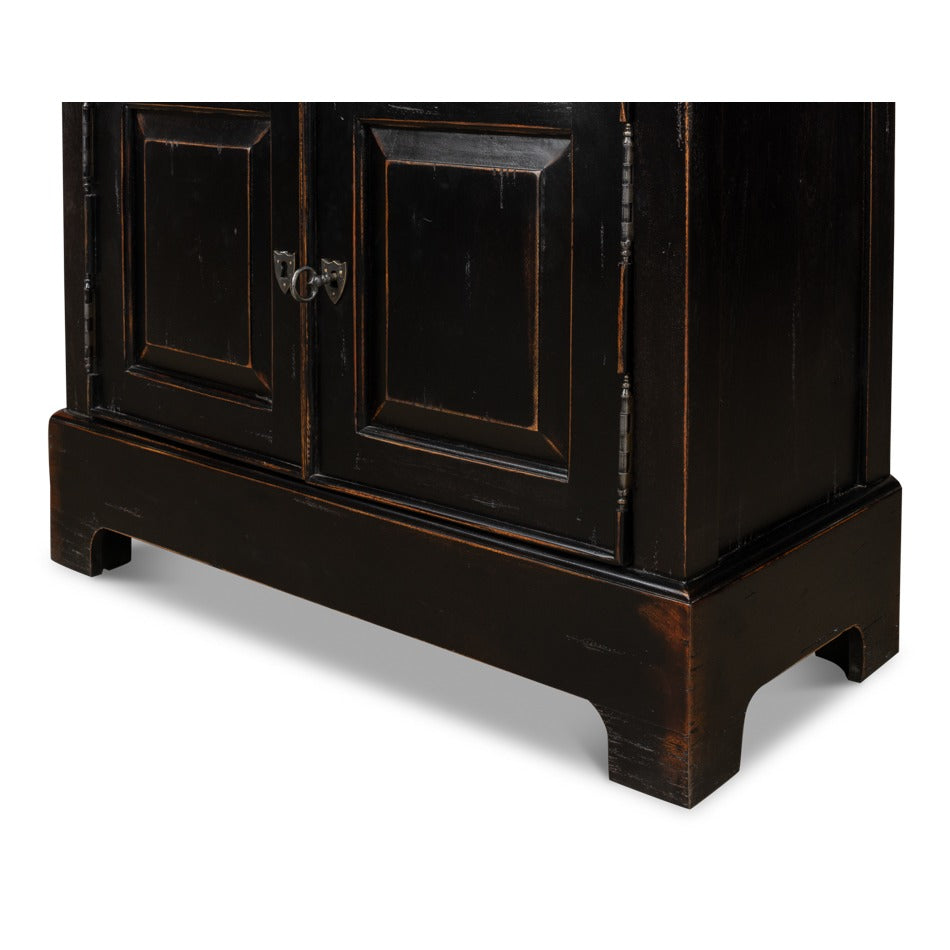 Traditional Tall Bookcase, 80" – Ebonized Walnut with Glass Display Doors - additional view