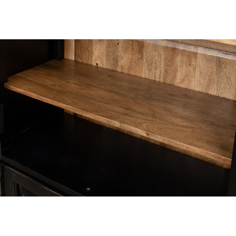 Traditional Tall Bookcase, 80" – Ebonized Walnut with Glass Display Doors - additional view