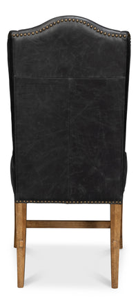 Leather Wingback Dining Chairs in Black, Sets of 2 - view 4