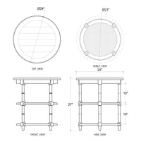Dimensions sketch of round end table