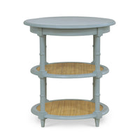 Round end table with shelves, front view