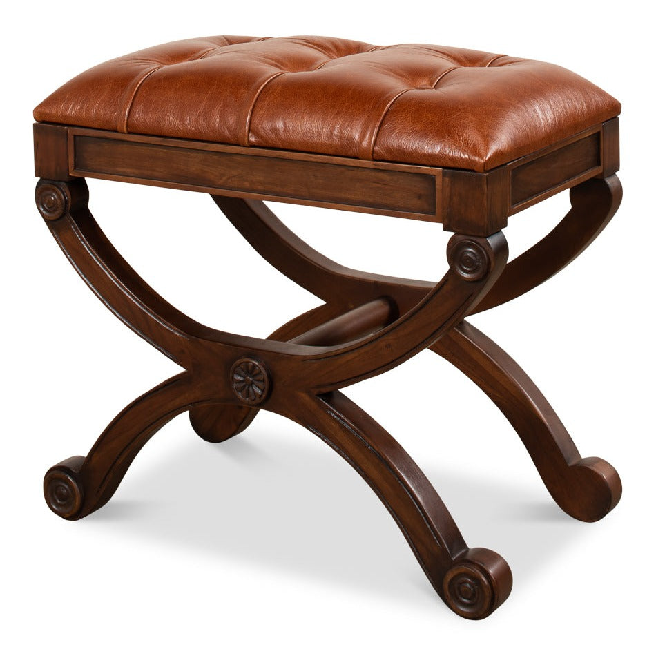 Brown Leather Stool