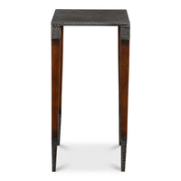 Hammered Iron Square Drink Table with Walnut Legs - additional view
