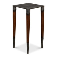 Hammered Iron Square Drink Table with Walnut Legs - additional view