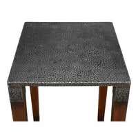 Hammered Iron Square Drink Table with Walnut Legs - additional view