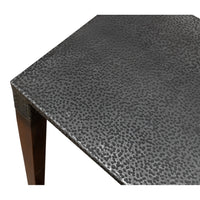 Hammered Iron Square Drink Table with Walnut Legs - additional view
