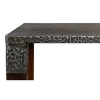 Hammered Iron Square Drink Table with Walnut Legs - additional view