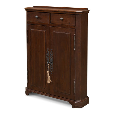 Traditional Hall Cabinet, Walnut – Paneled Doors