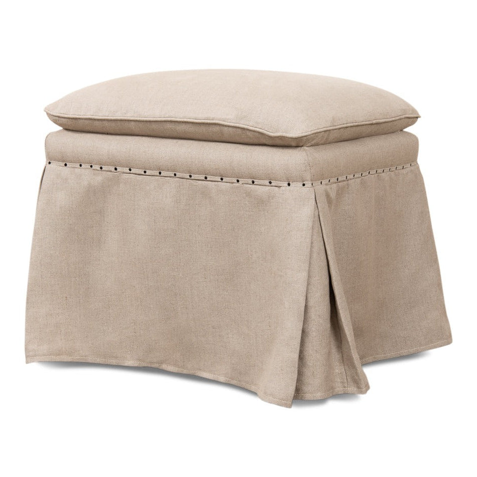 Beige Traditional Oak Ottoman