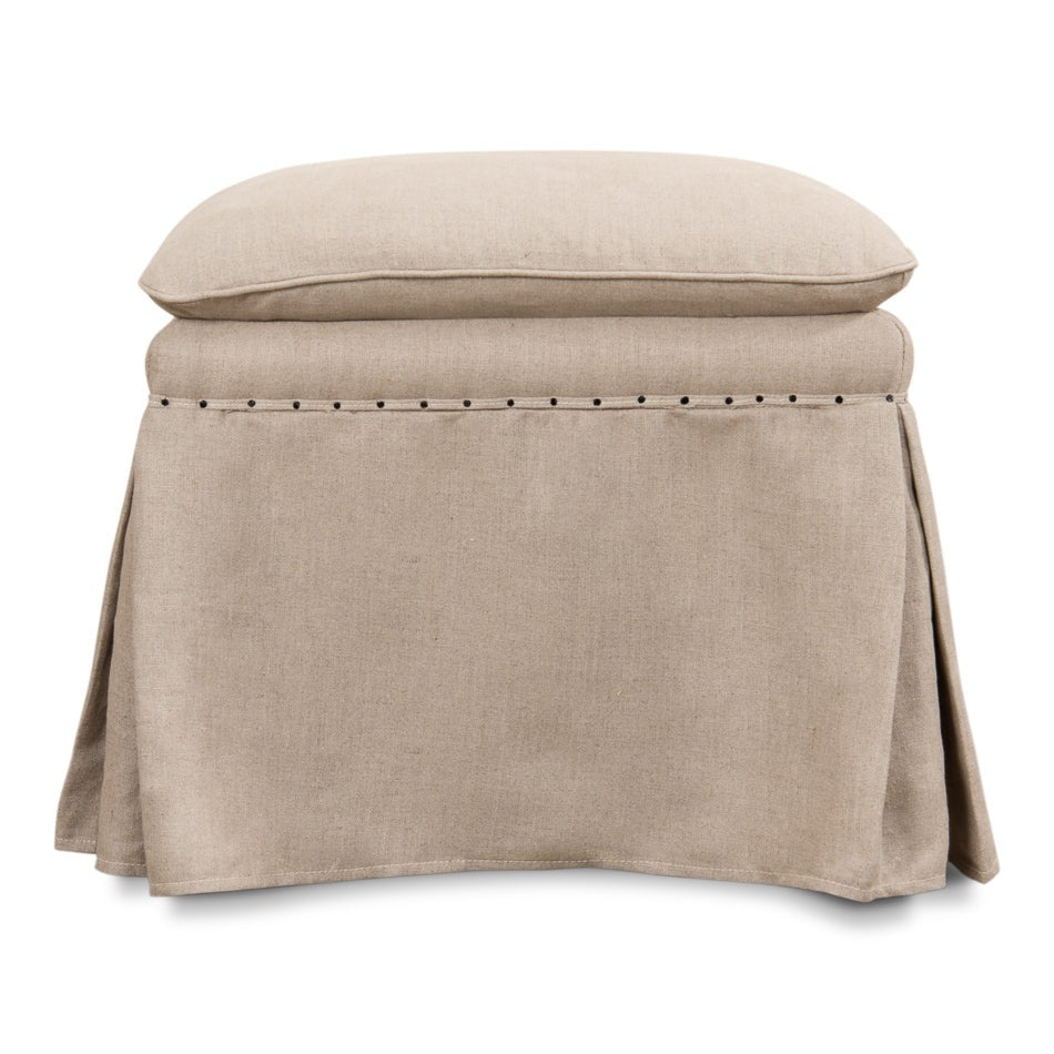 Additional view of Beige Traditional Oak Ottoman