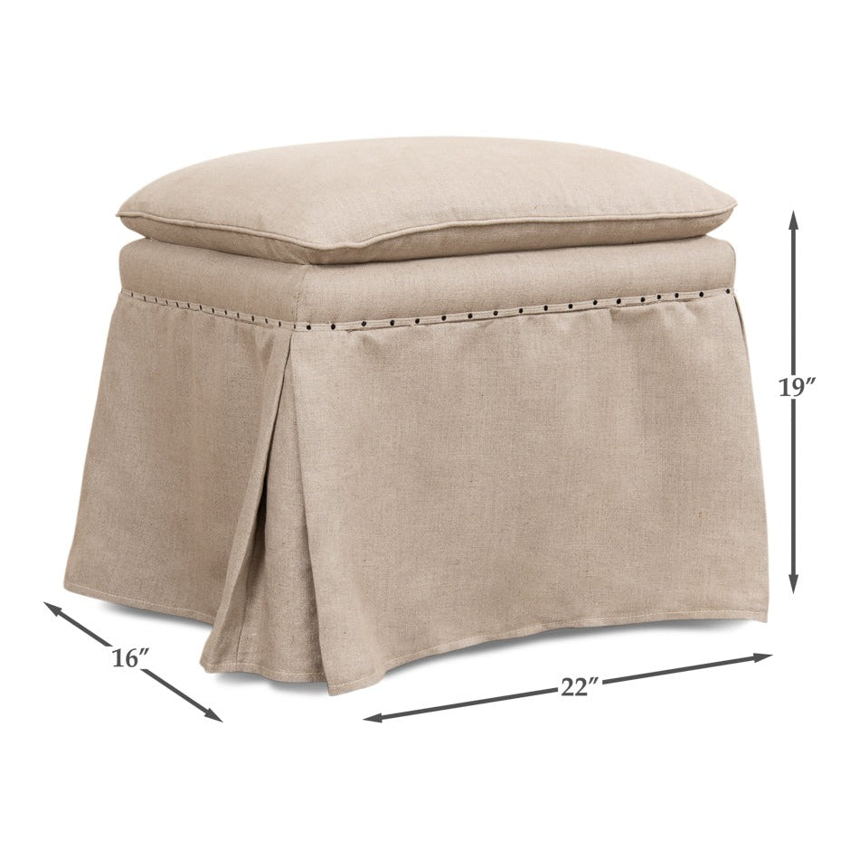 Dimension drawing for Beige Traditional Oak Ottoman