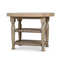 Farmhouse Butcher Block Kitchen Island - Rustic Oak Finish