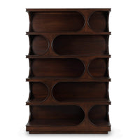 Geometric Mid Century Mahogany Open Bookcase