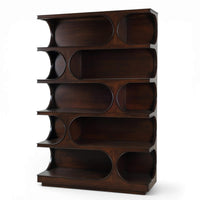 Geometric Mid Century Mahogany Open Bookcase