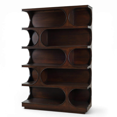 Geometric Mid Century Mahogany Open Bookcase