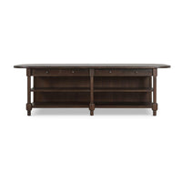 Farmhouse Kitchen Island with Open Shelving and Rounded Ends