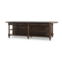 Farmhouse Kitchen Island with Open Shelving and Rounded Ends