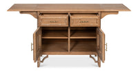 British Colonial Drop Leaf Server with Caned Doors