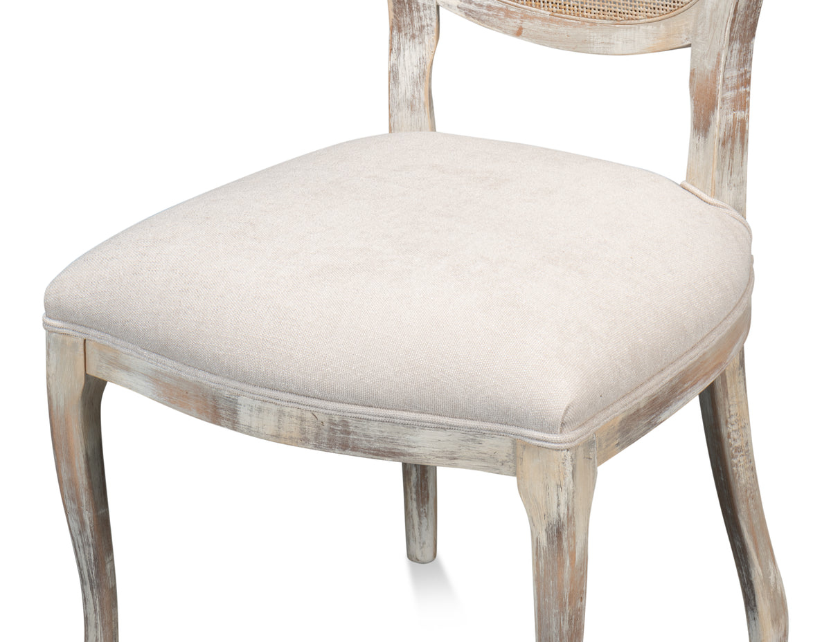 Cane Back Dining Chairs in Gray Oak with Taupe Seats, Sets of 2 - view 6