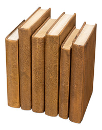 Shagreen Embossed Tan Book Set in Tawny Brown, Set of 12 - view 5