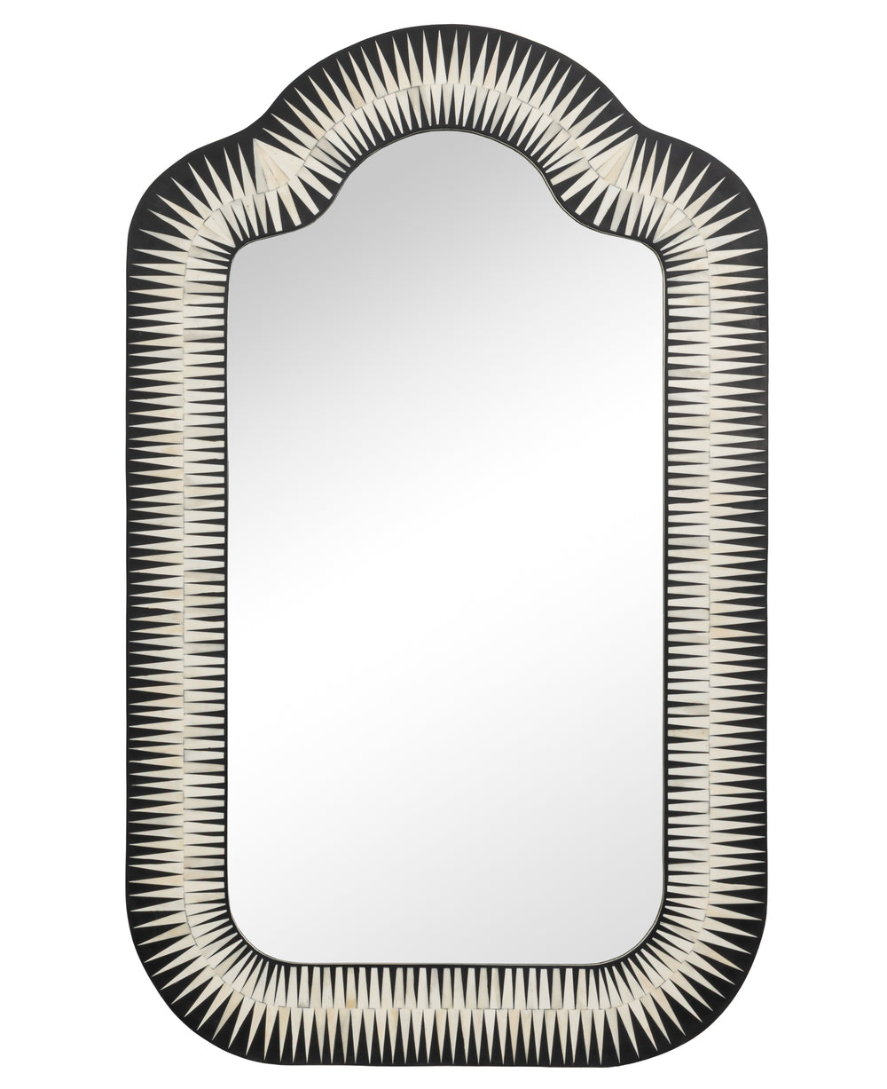 Anglo-Indian Style Bone Inlay Mirror with Arched Crown