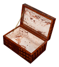 Croc Leather Box in Cognac, Set of 2