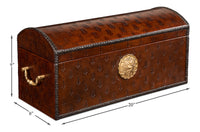 Dome-Top Tooled Leather Box in Chestnut with Brass