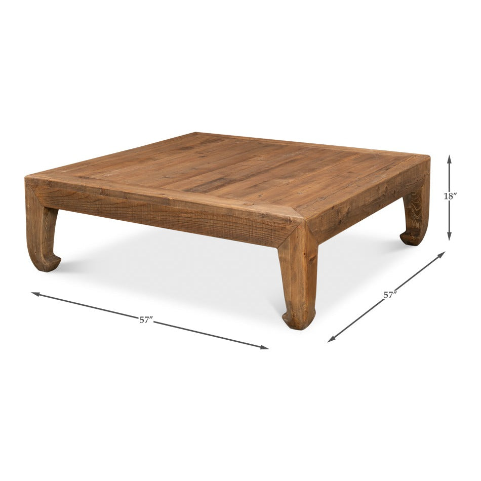 Dimension drawing for Classic Chinese Tan Reclaimed Pine Coffee Table
