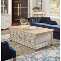 Traditional Carved Coffee Table – Antique Swedish Gray Pine - additional view