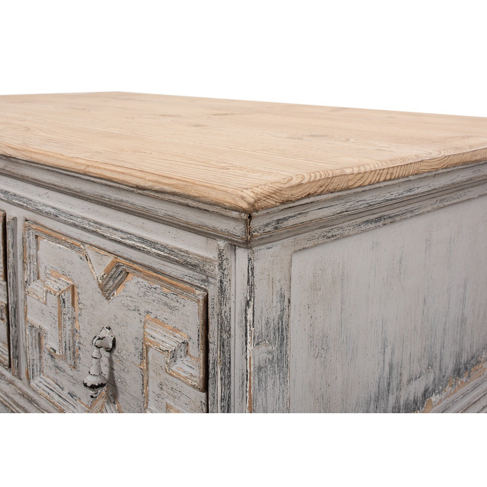 Traditional Carved Coffee Table – Antique Swedish Gray Pine - additional view