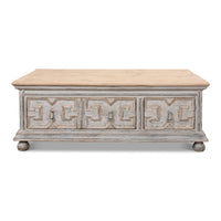 Traditional Carved Coffee Table – Antique Swedish Gray Pine - additional view