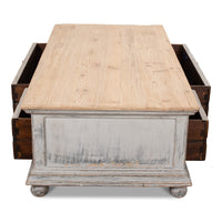 Traditional Carved Coffee Table – Antique Swedish Gray Pine - additional view