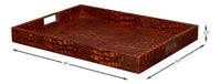 Croc Leather Tray in Cognac