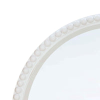 Close-up of beaded edge on white mirror.