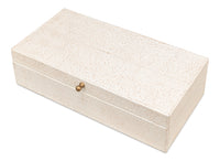 Shagreen Leather Box in Ivory, Set of 2