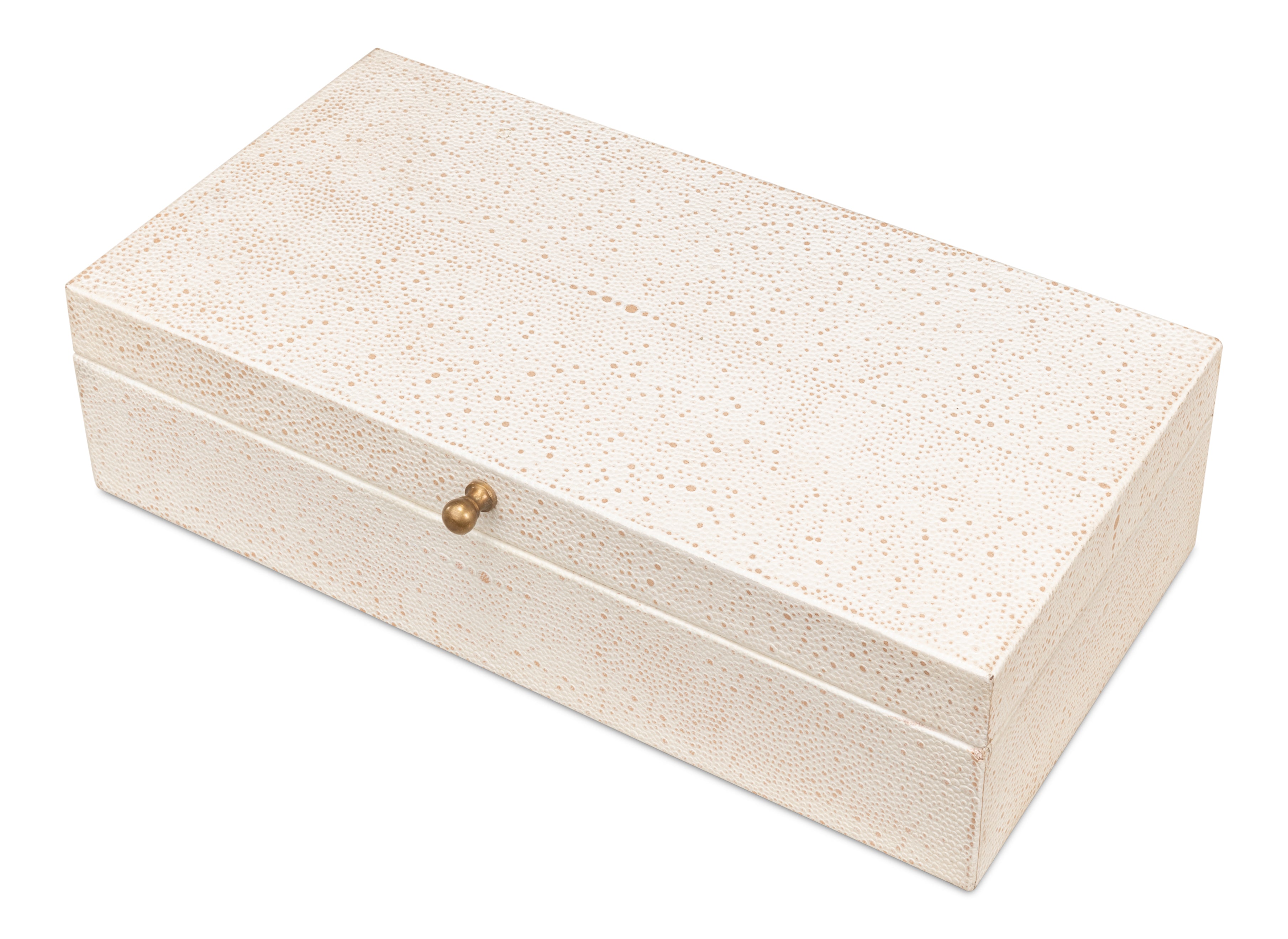 Shagreen Leather Box in Ivory, Set of 2