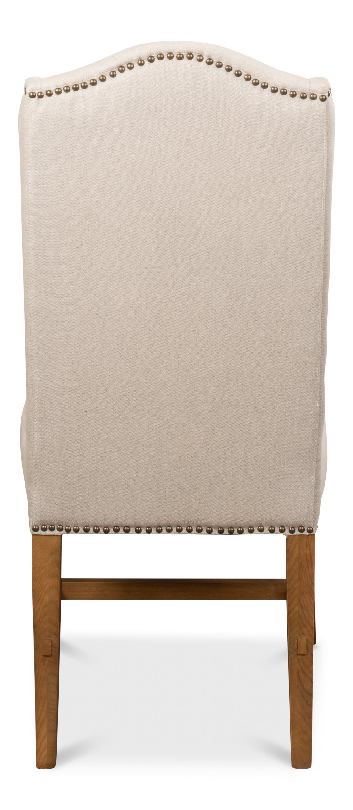 Wingback Dining Chairs in Beige Linen with Nailheads, Sets of 2 - view 4