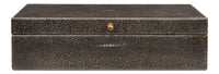 Shagreen Leather Box in Antique Gray, Set of 2