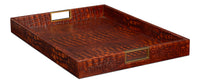 Croc Leather Tray in Cognac