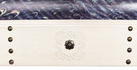 Ivory Leather Box with Brass Nailheads and Ball Feet