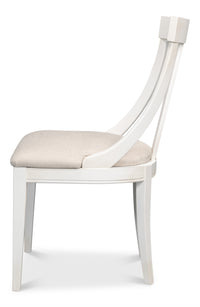 Deco Klismos Dining Chairs in White with Cream Seats, Sets of 2 - view 3