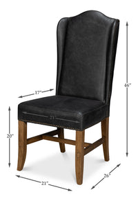 Leather Wingback Dining Chairs in Black, Sets of 2 - view 11