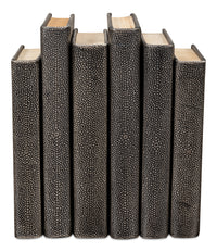 Shagreen Embossed Gray Book Set in Leather, Set of 12 - view 4