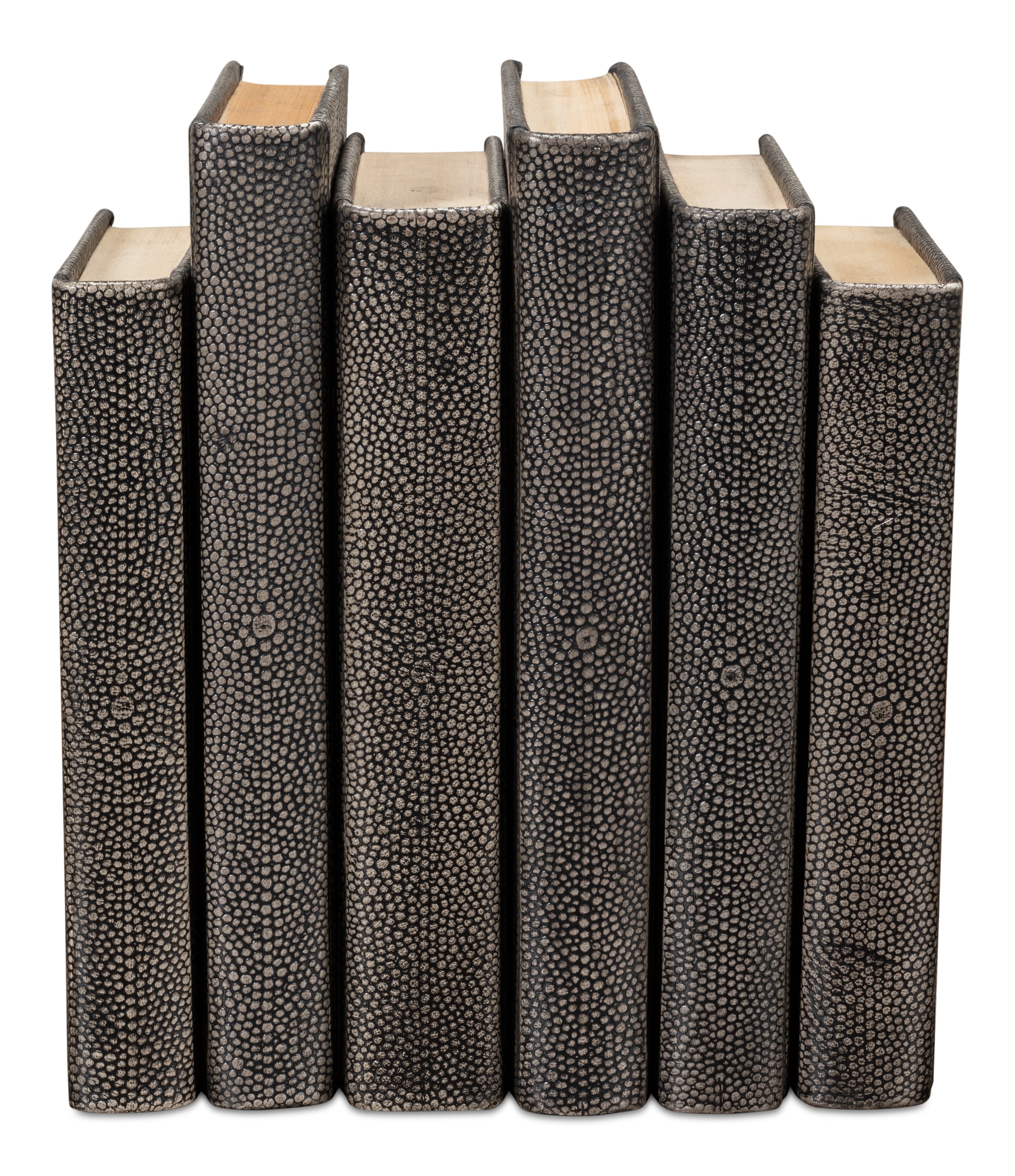 Shagreen Embossed Gray Book Set in Leather, Set of 12 - view 4